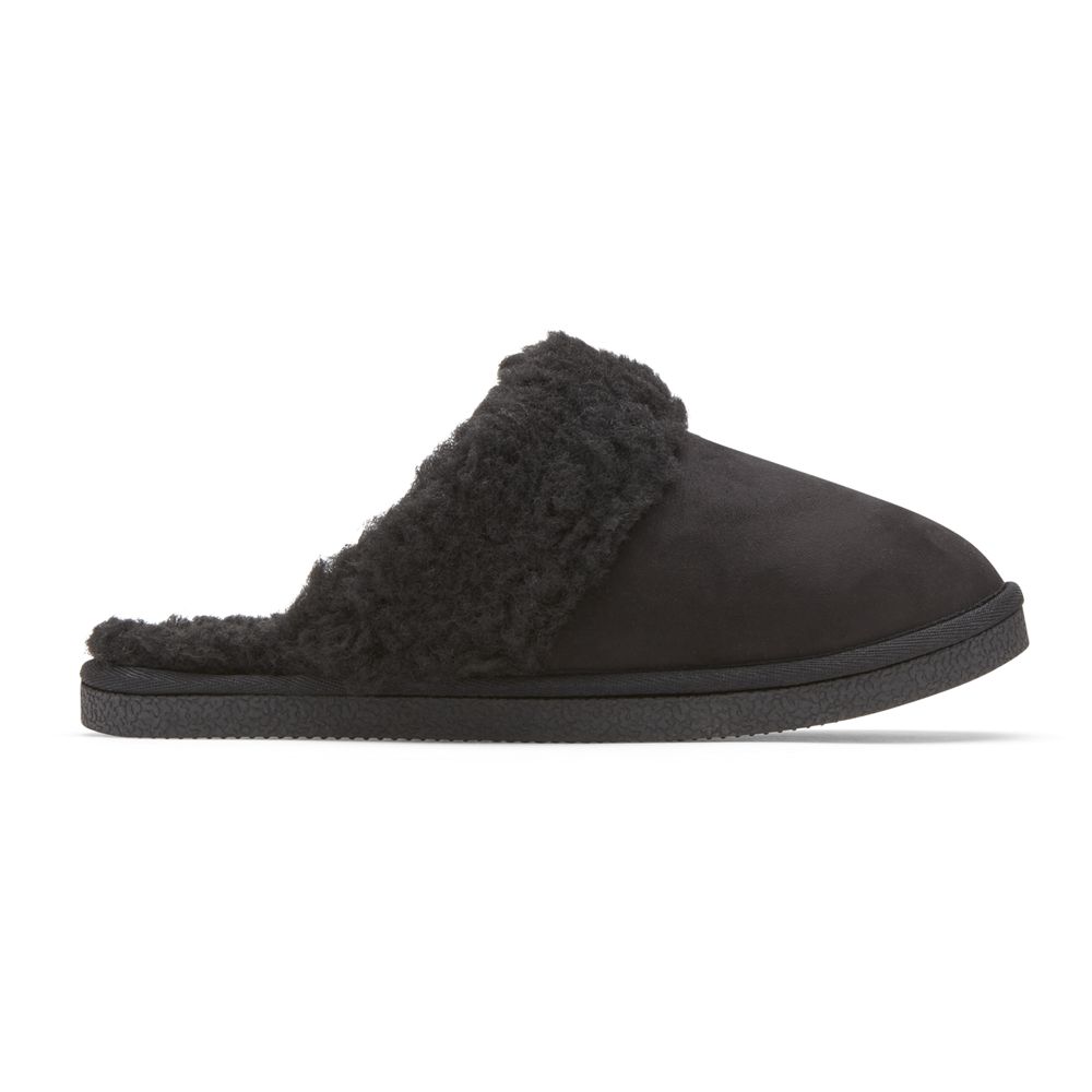 Chinelos De Quarto Rockport Trutech Veda Slide Senhora - Pretas ( 723-KDQCBU )
